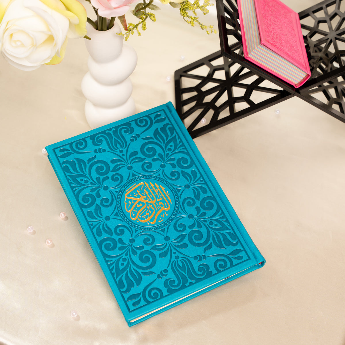 Purpose of life, Medium Holy Quran in Turquoise leather
