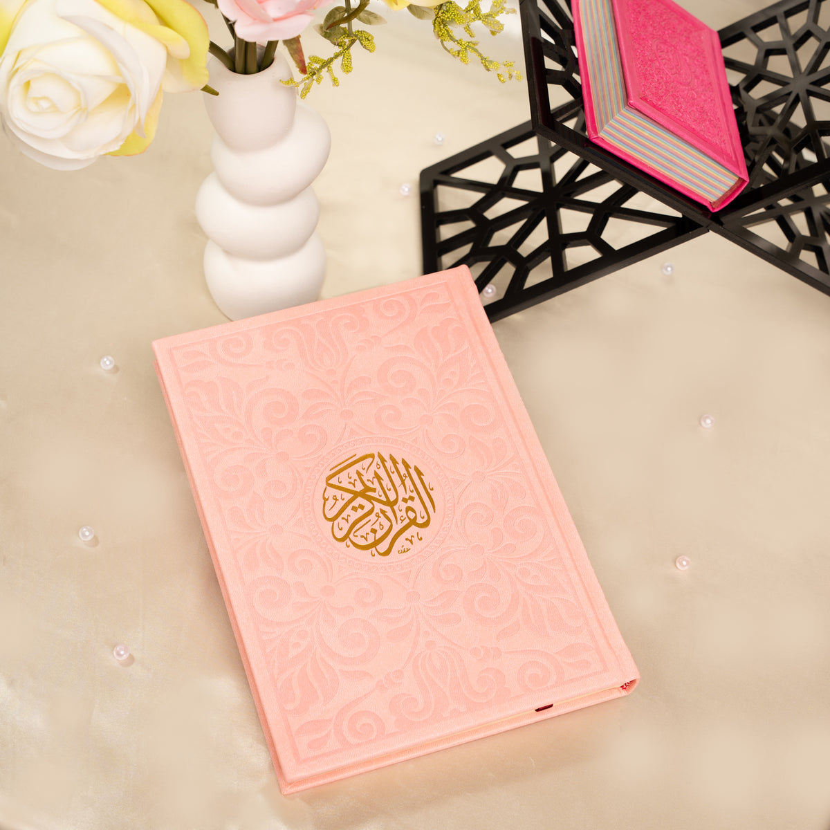 Purpose of life, Medium Holy Quran in Baby Pink leather
